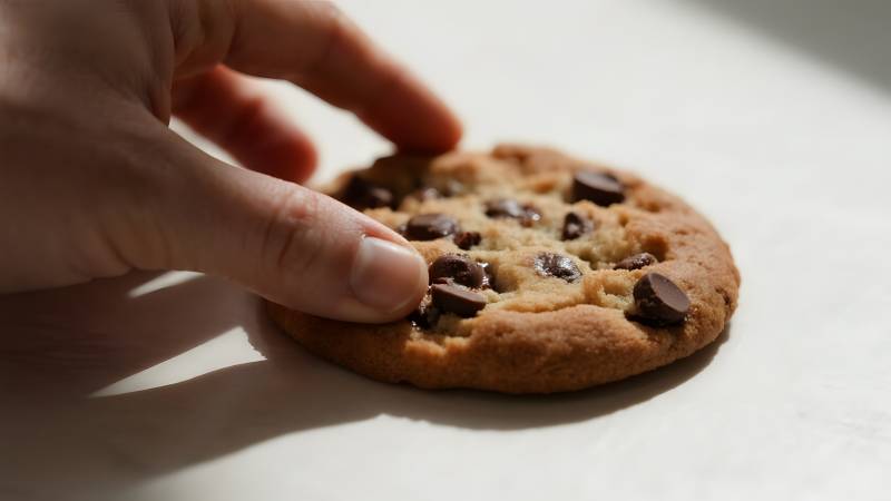 手拿巧克力 chip 饼干图片