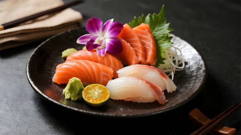 精致三文鱼刺身图片