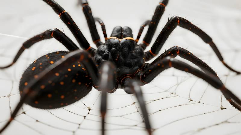 黑蜘蛛织网特写图片