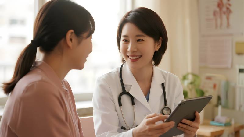 医生与患者亲切交流图片