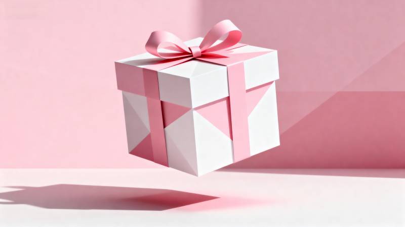 粉色礼盒飘浮图片