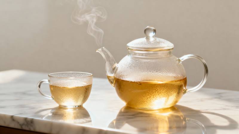 热茶袅袅升腾图片