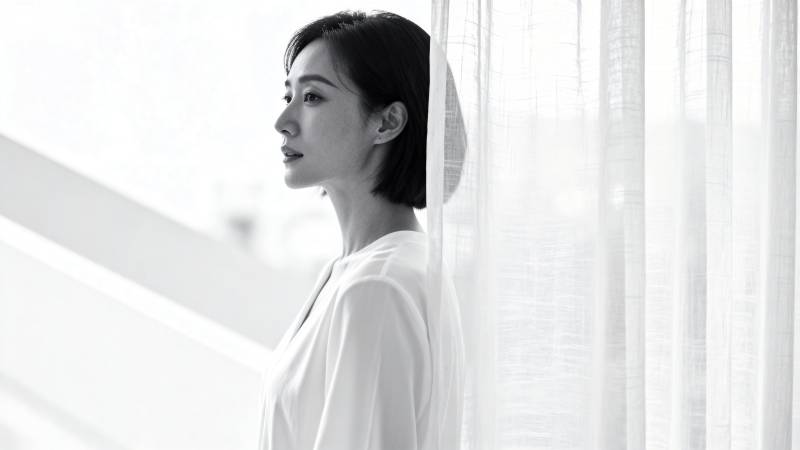 窗边静思的女子图片