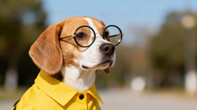 戴眼镜的比格犬图片