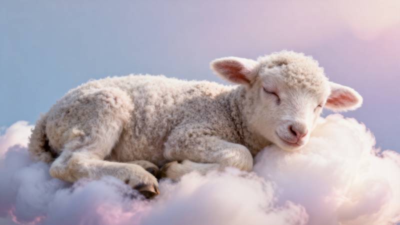 云上小羊梦乡图片