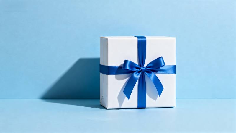 蓝丝带礼盒图片
