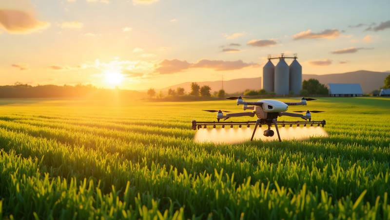 无人机耕作田野图片