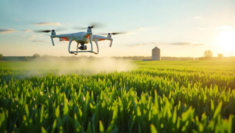 无人机喷洒农田图片