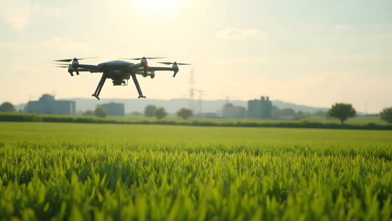 无人机飞越绿野图片