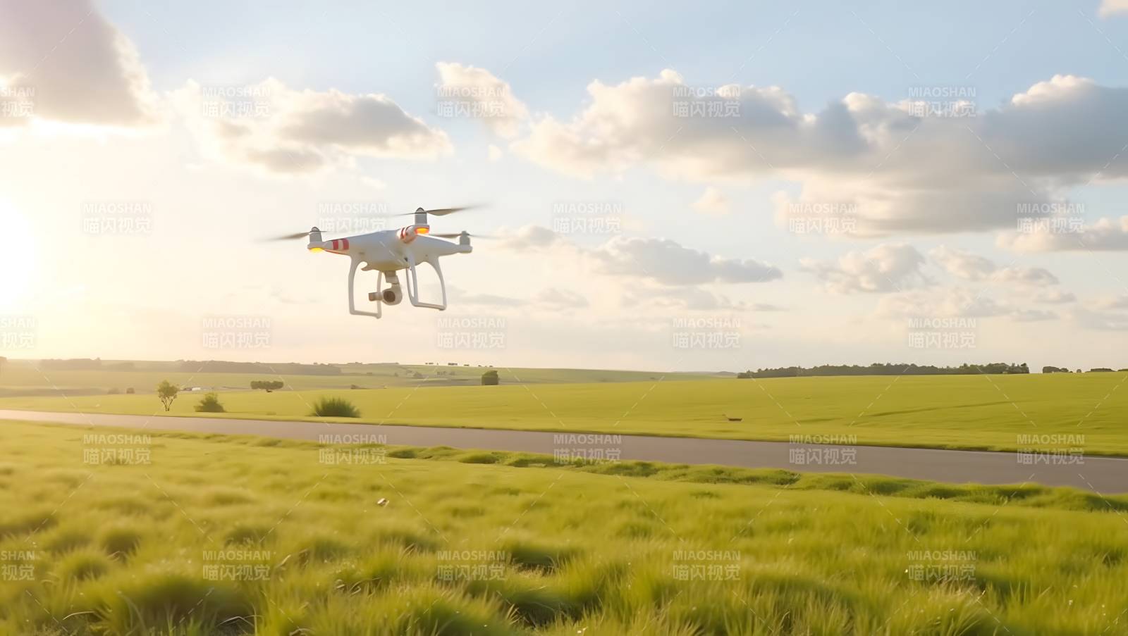 无人机飞越绿野图片