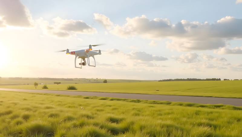 无人机飞越绿野图片