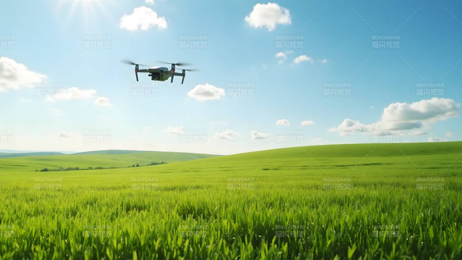 无人机飞越绿野图片