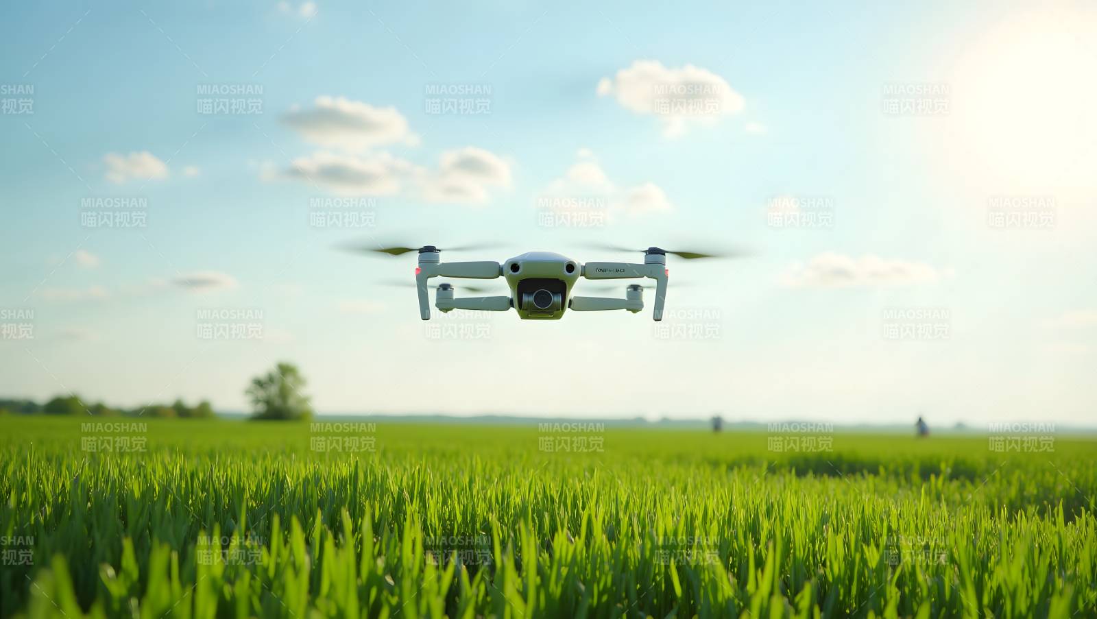 无人机飞越绿野图片