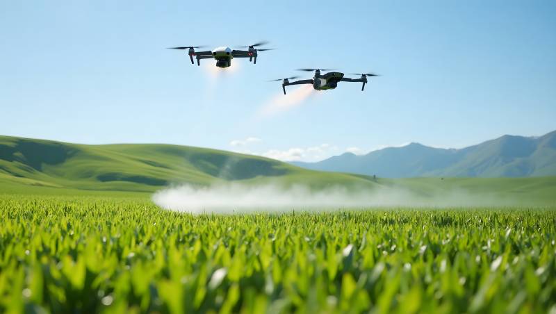 无人机喷洒农田图片