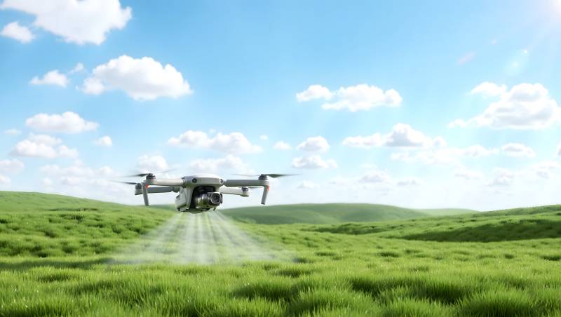 无人机飞越绿野图片