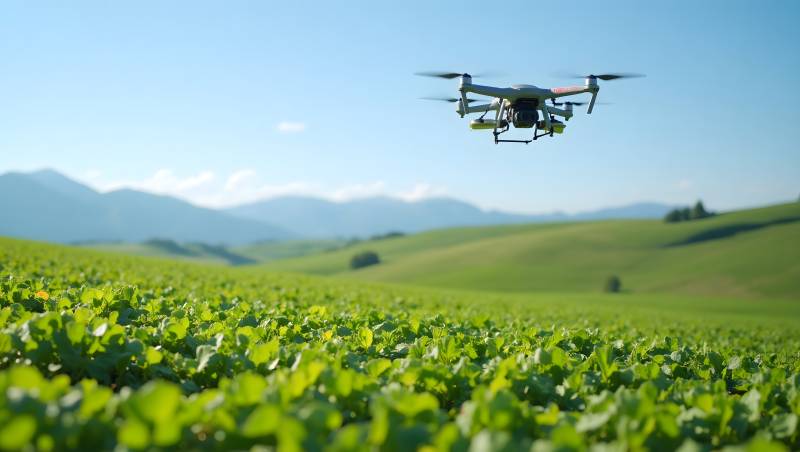 无人机飞越绿野图片