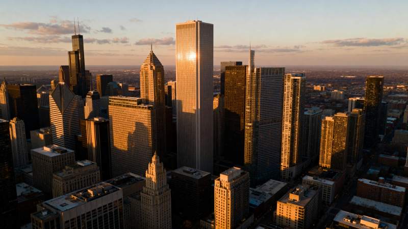 城市黄昏天际线图片