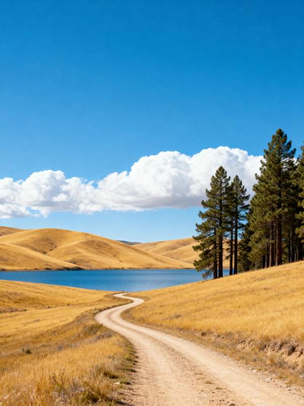 湖畔蜿蜒小径图片