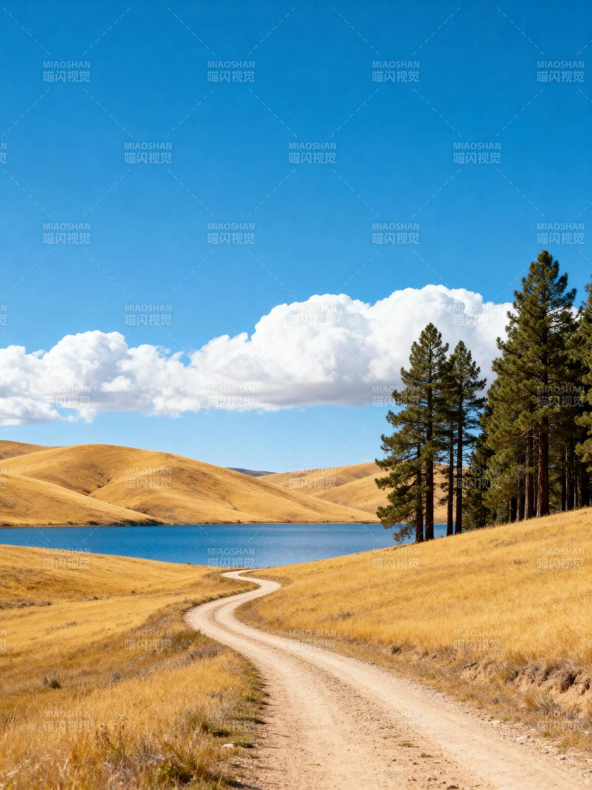 湖畔蜿蜒小径图片