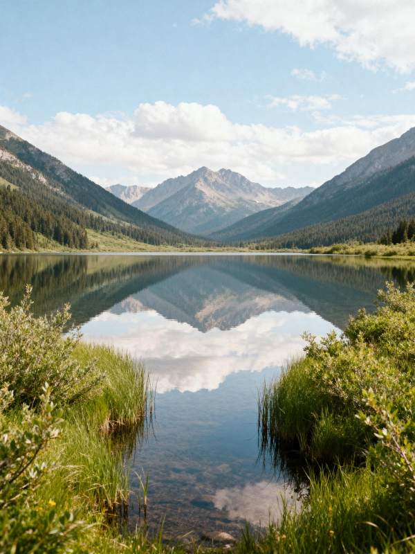 山湖倒影静谧美图片