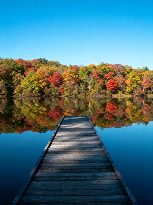 秋湖木栈道图片