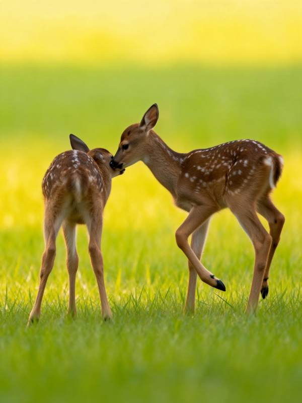 小鹿亲吻瞬间图片