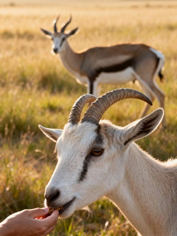 喂食羚羊的瞬间图片
