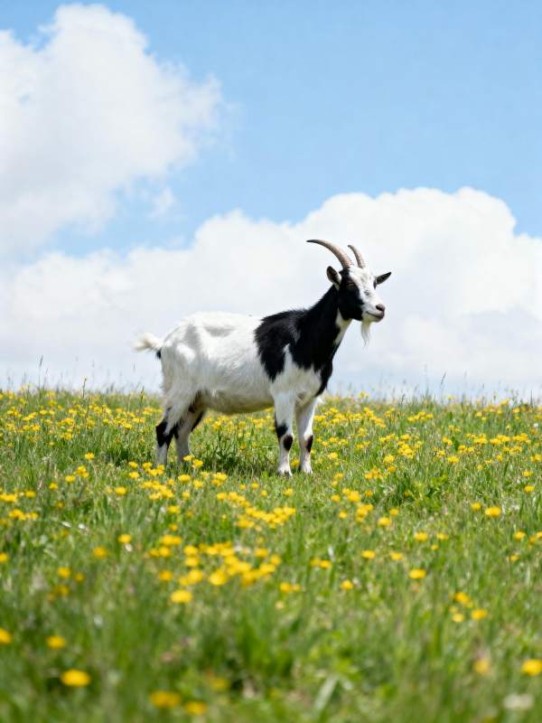 山羊在花田中图片
