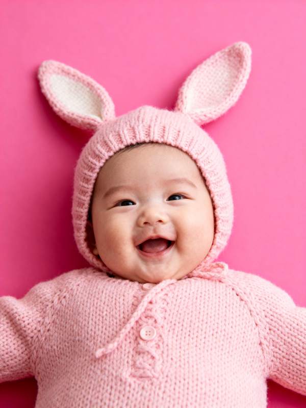 萌宝兔耳笑颜图片