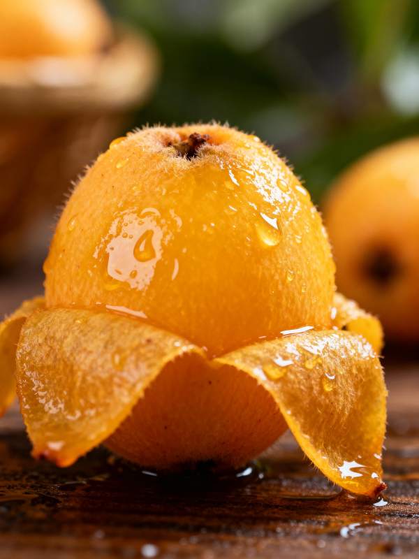 枇杷果滴水特写图片