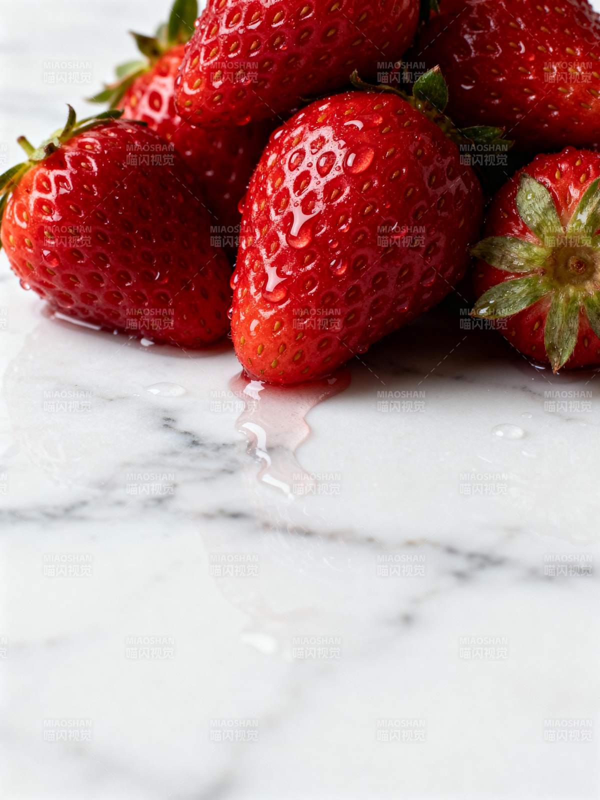 鲜红草莓滴水欲流图片