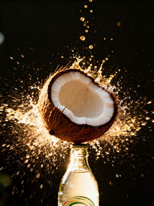 椰子爆裂瞬间图片