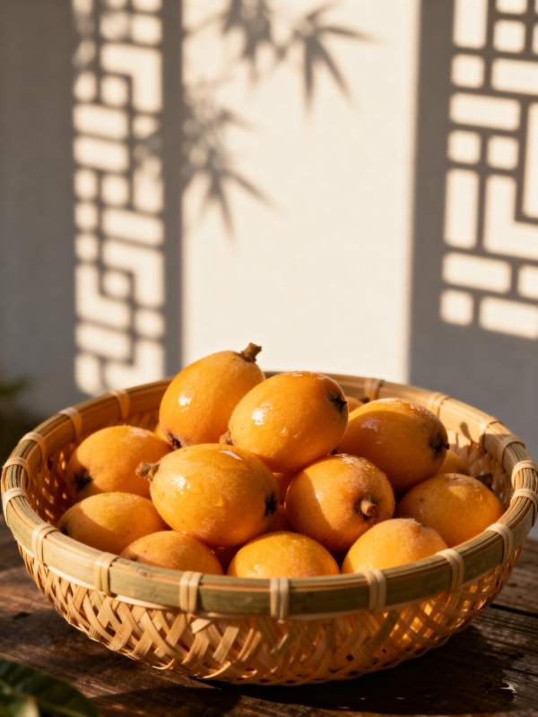 枇杷满篮 光影斑驳图片