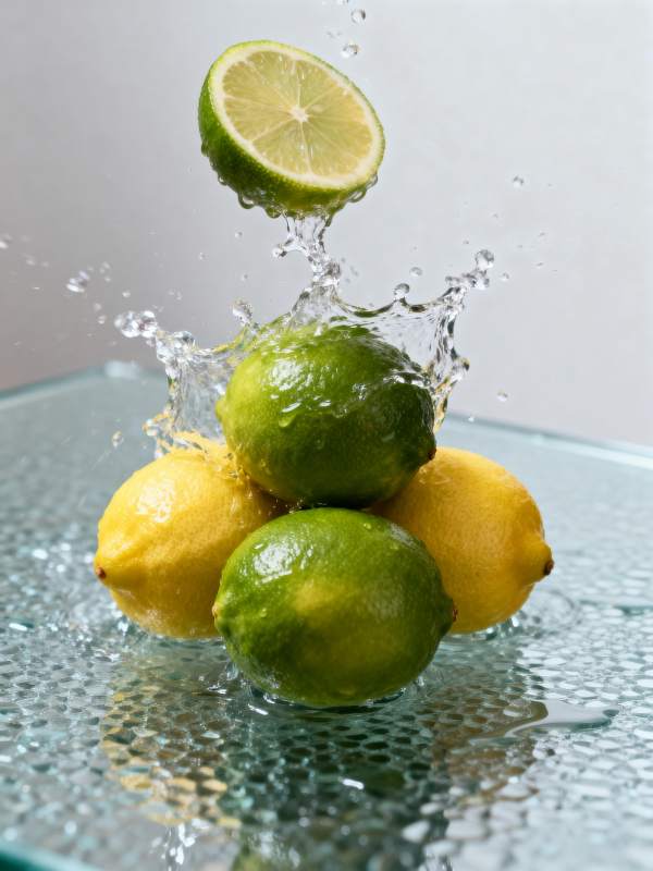 柠檬青柠水花飞溅图片