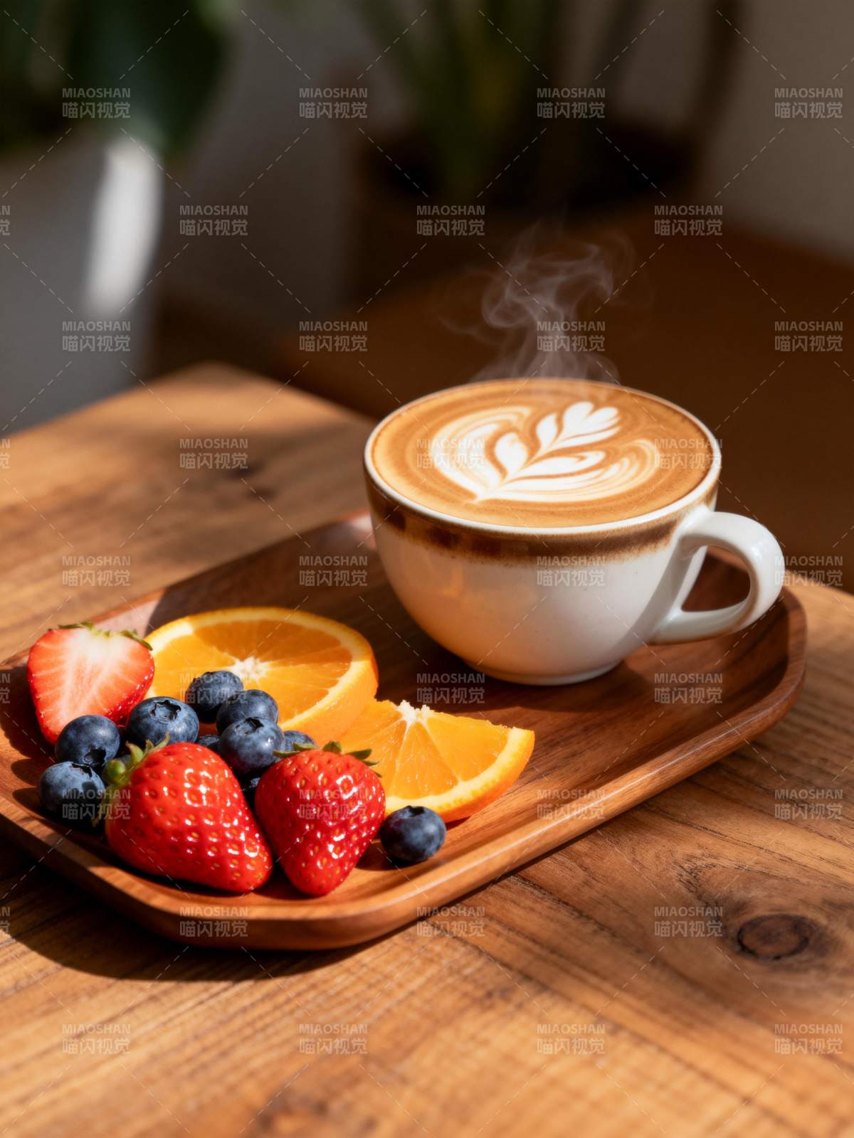 咖啡与水果的静谧时光图片