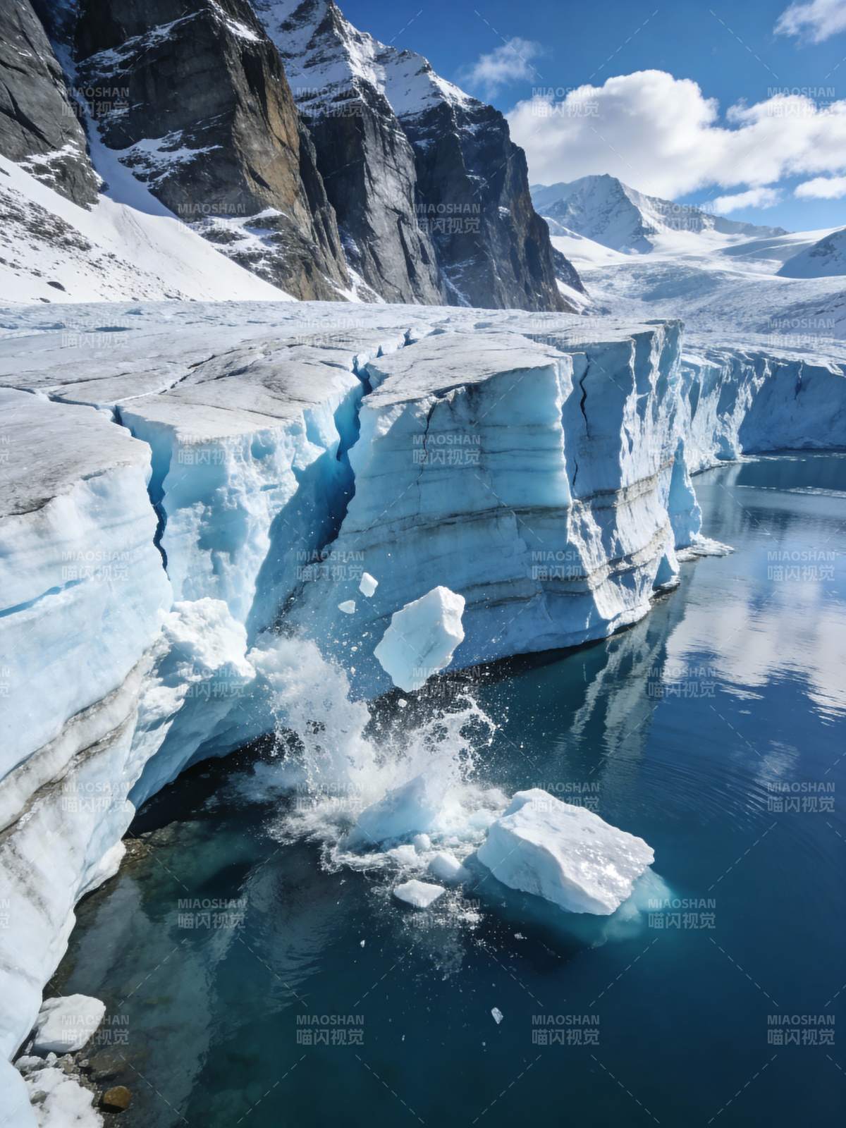 冰川崩解瞬间图片
