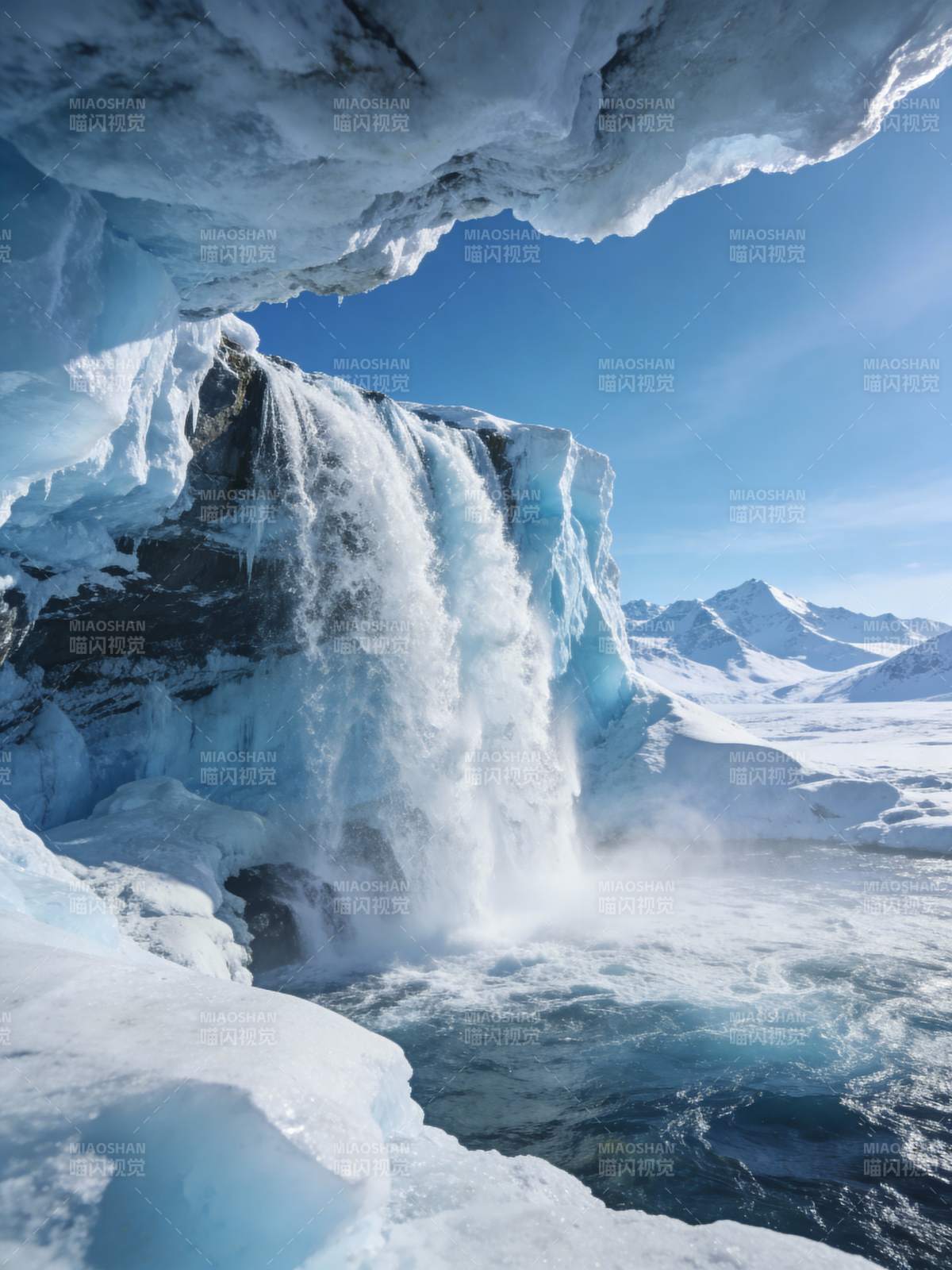 冰川瀑布奇景图片