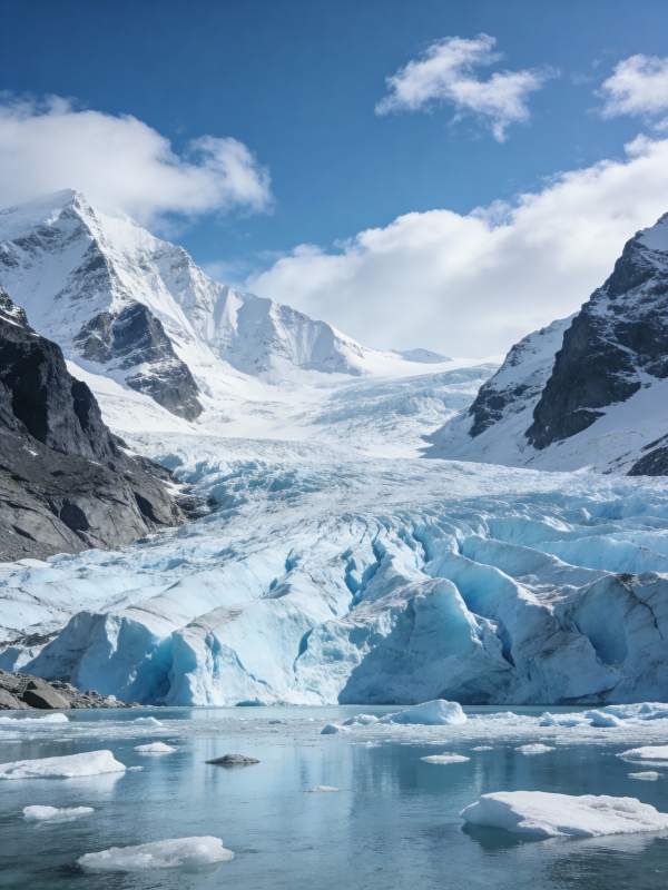 冰川雪山映碧湖图片