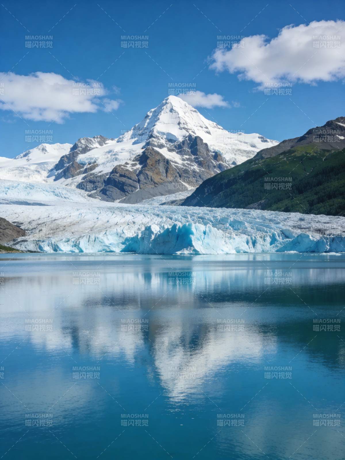 雪山倒影湖中图片