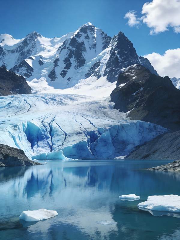 雪山冰湖映蓝天图片