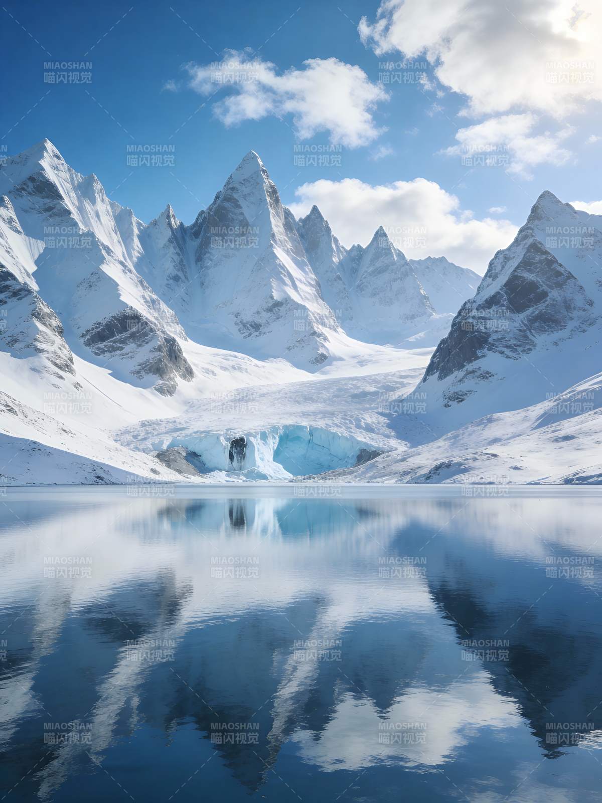 雪山倒影湖光图片