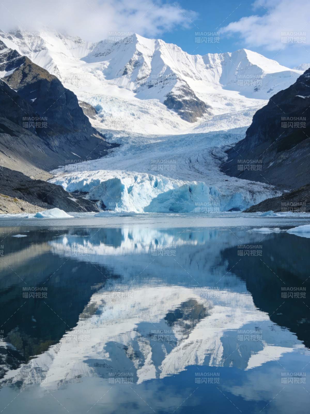 雪山倒影湖中图片