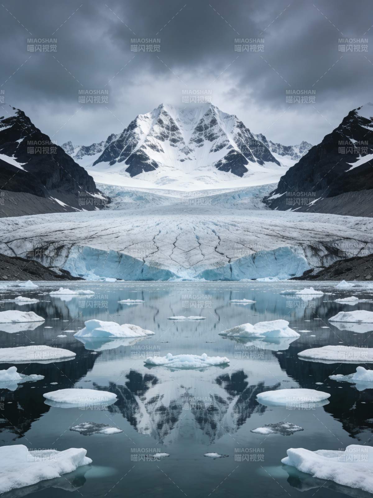 冰川倒影 雪山静谧图片