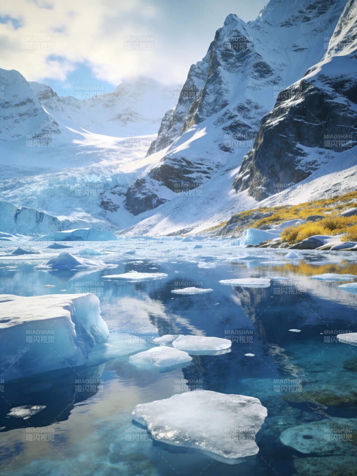 冰川湖畔风光图片