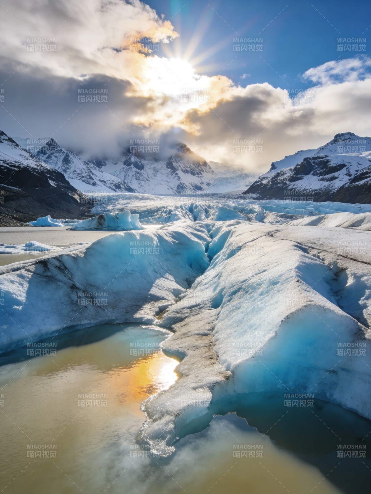 冰川日出美景图片