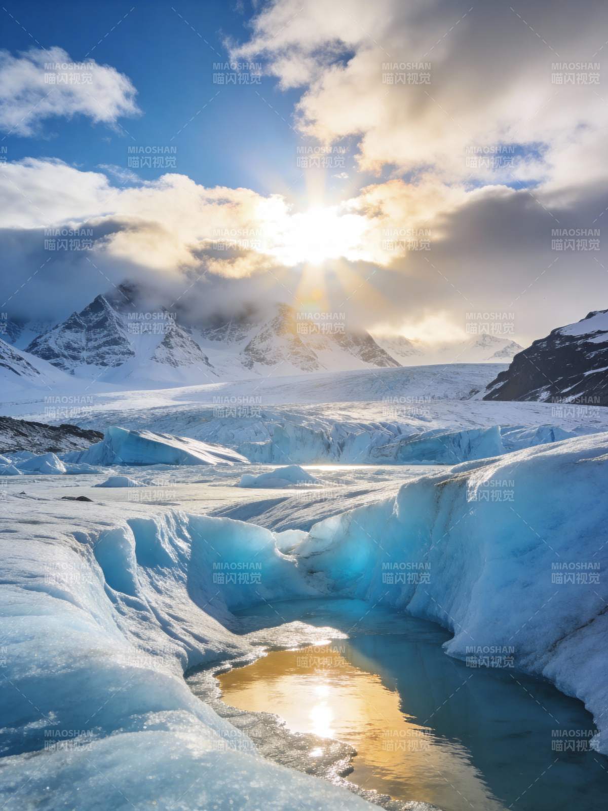 冰川日出美景图片