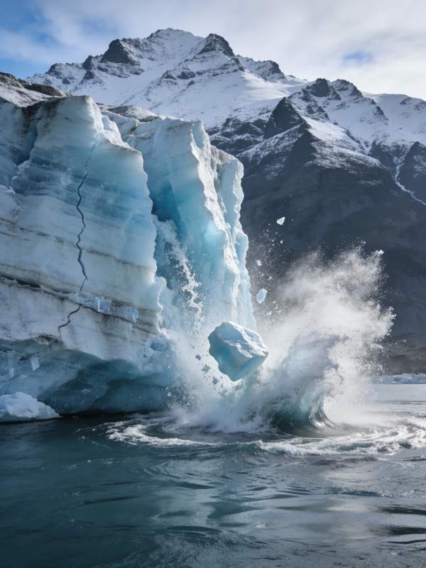 冰川崩裂入海图片