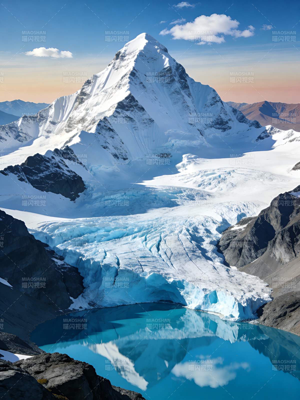 雪山倒影湖光图片