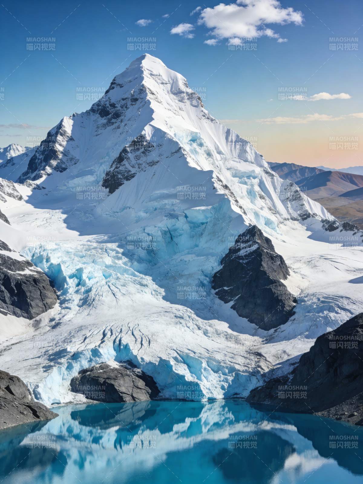 雪山倒影湖光图片