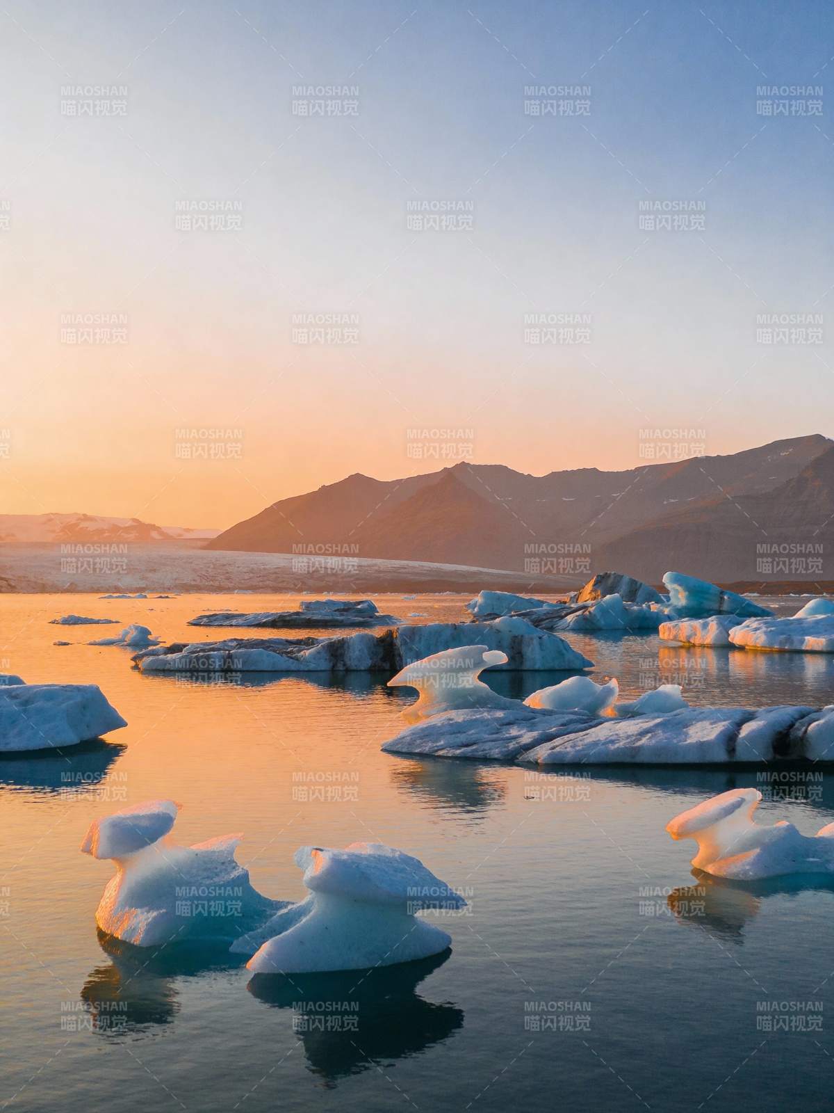 冰川日落美景图片